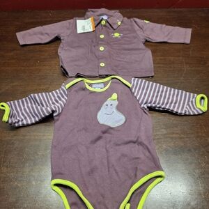 Striped Purple and Green Kids Bodysuit Set